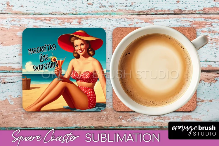 Pin Up Girl Coaster - Sarcastic Quote Beach Square Coaster