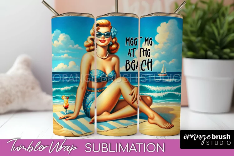 Beach Tumbler Wrap - Sarcastic Pin-up Girl Sublimation