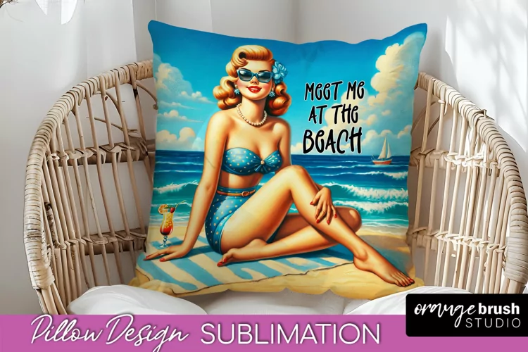 Pin Up Girl Pillow Cover - Beach Pillow Case Sublimation