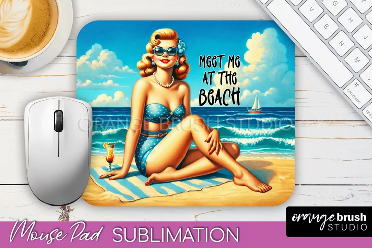 Sarcastic Pin-up Girl Mouse Pad PNG - Beach Sublimation