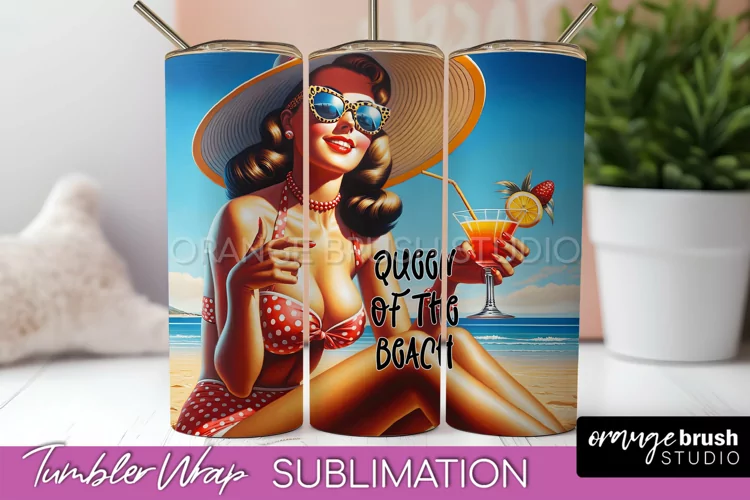 Beach Tumbler Wrap - Sarcastic Pin-up Girl Sublimation