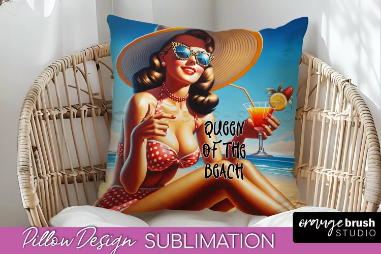 Pin Up Girl Pillow Cover - Beach Pillow Case Sublimation