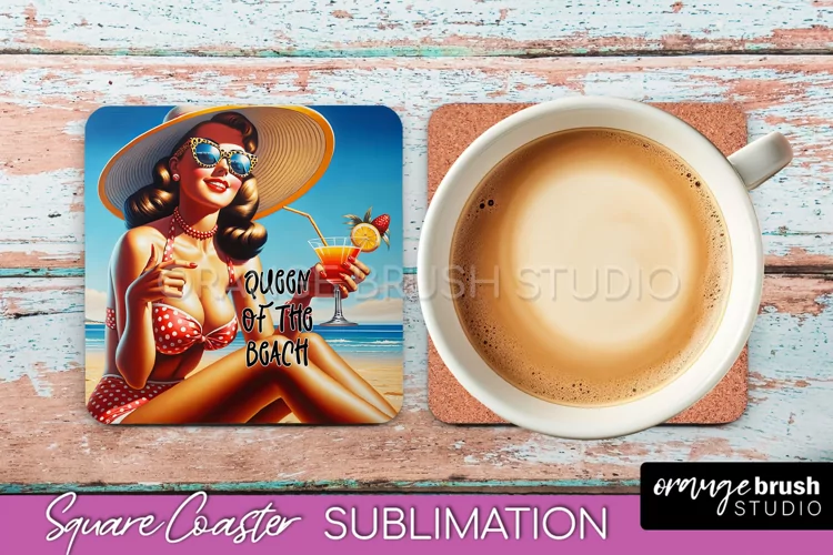 Pin Up Girl Coaster - Sarcastic Quote Beach Square Coaster