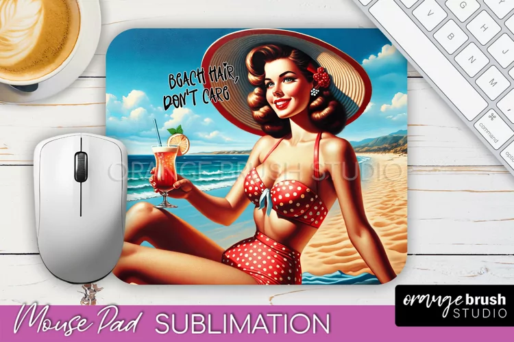 Sarcastic Pin-up Girl Mouse Pad PNG - Beach Sublimation