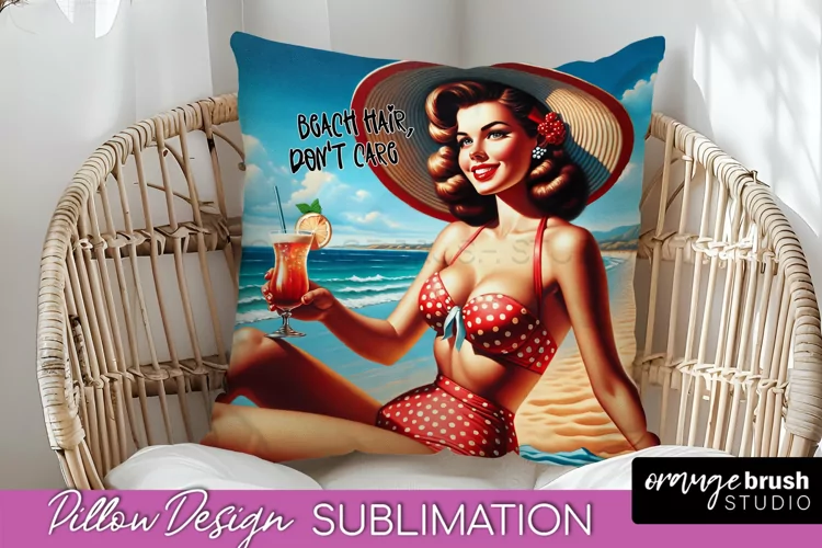 Pin Up Girl Pillow Cover - Beach Pillow Case Sublimation