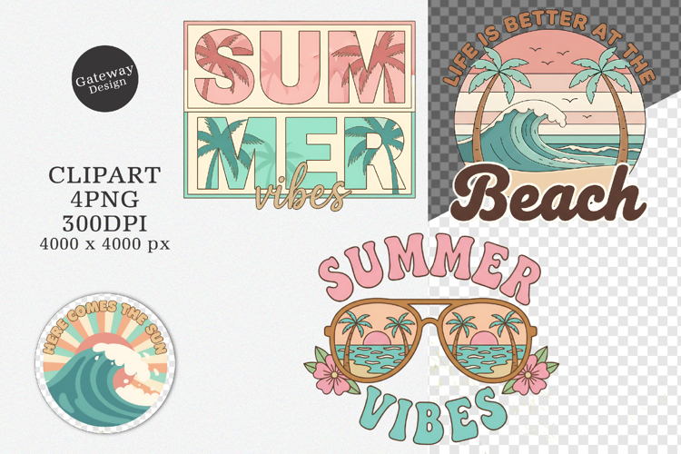 Vintage Beach Summer Sublimation Design - Vintage Summer