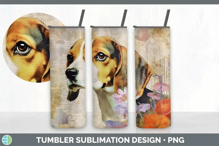 Vintage Beagle Dog Tumbler | Sublimation 20 oz Skinny Tumble