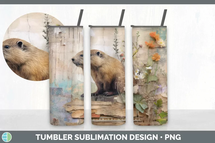 Vintage Beaver Tumbler | Sublimation 20 oz Skinny Tumbler De