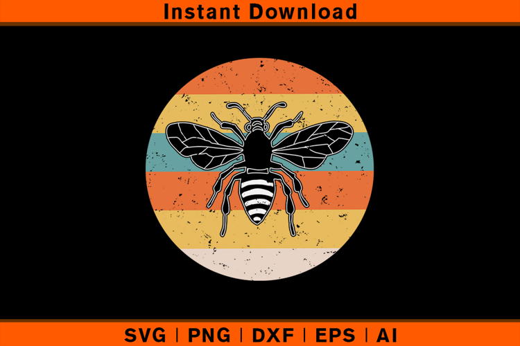 Retro Bee SVG | Vintage Circle Stripes Cut File
