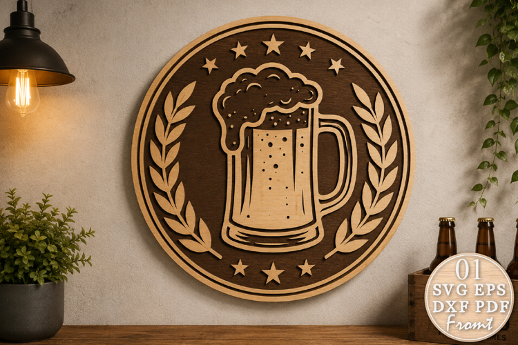 Vintage Beer Sign Laser Cut SVG Design