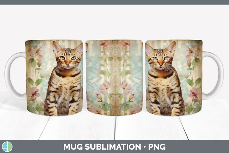 GorgeousDecoupage Bengal Cats Mug Wrap design.