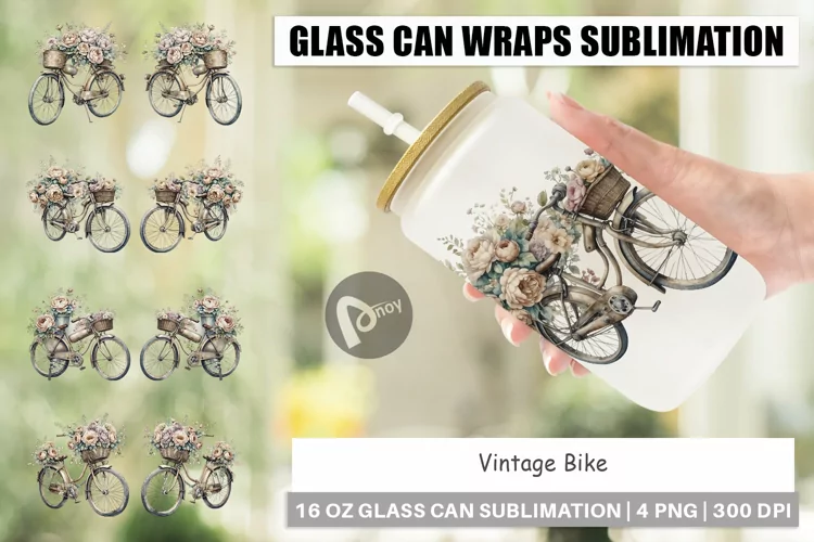Glass Can Vintage Bike