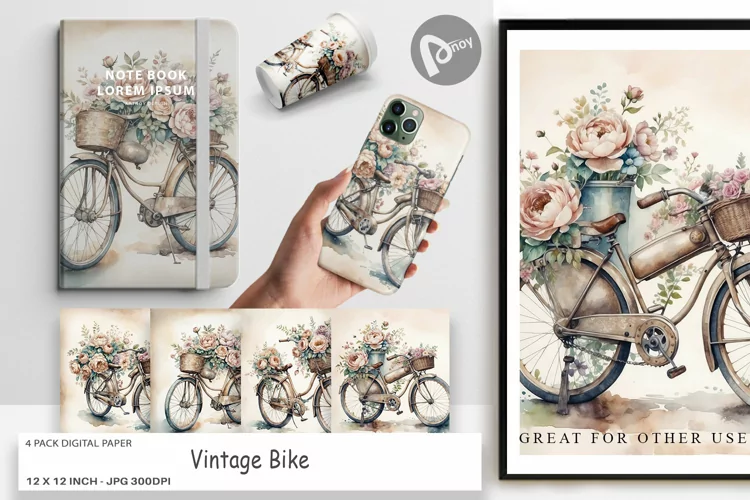Digital Paper Vintage Bike