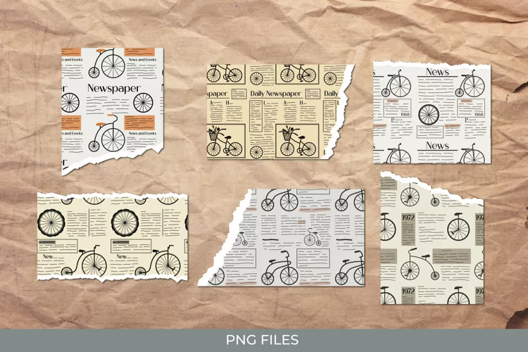 Vintage Bike Article in Newspaper Torn Paper