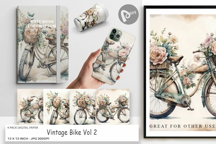 Digital Paper Vintage Bike