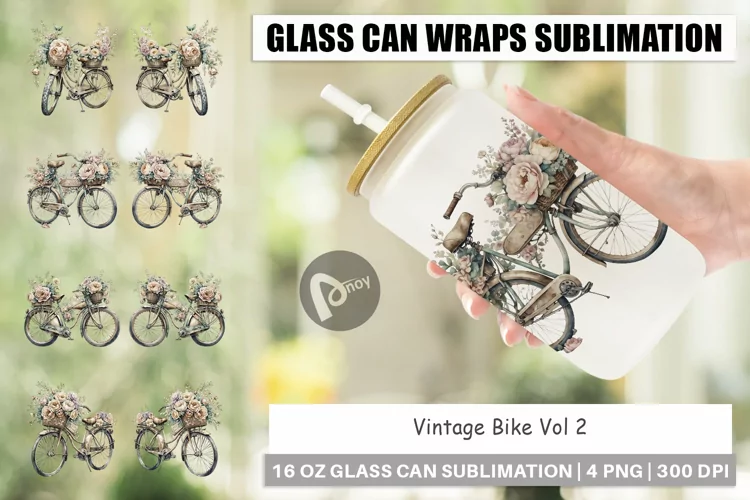 Glass Can Vintage Bike