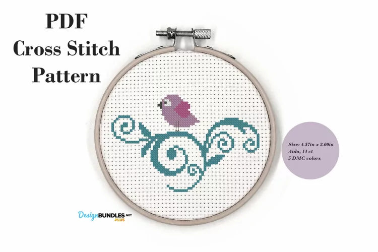 Vintage Bird Cross Stitch Pattern PDF File