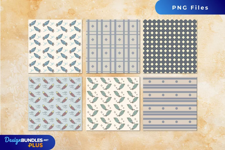 Vintage Bird Feather Seamless Pattern Paper Pack
