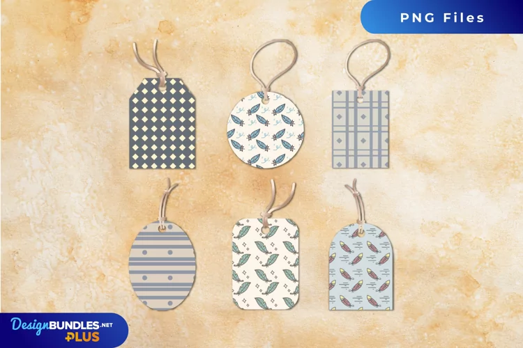 Vintage Bird Feather Seamless Pattern Shaped Tag