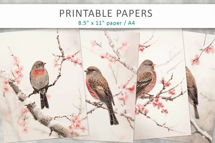 Bird Junk Journal Kit, winter birds