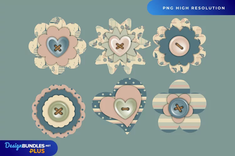 Floral Vintage Birdcage Pattern Buttons
