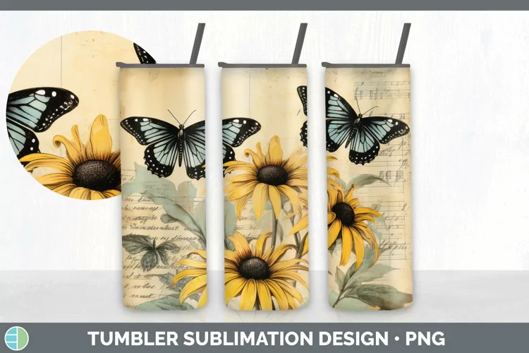 Vintage Black-eyed Susan Flowers Tumbler | Sublimation 20 oz