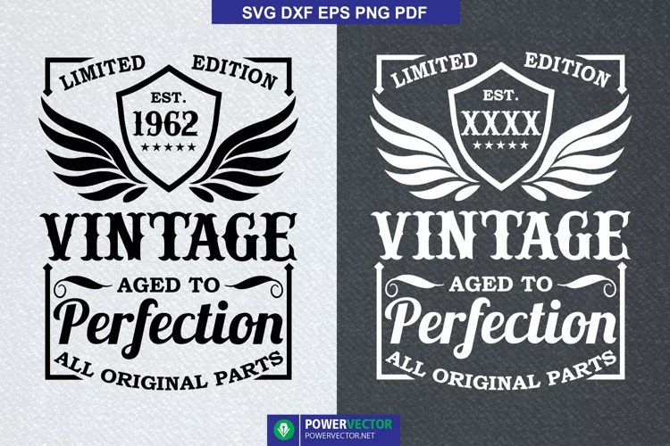 Vintage Birthday, Limited Edition SVG Cut File - Blank Year