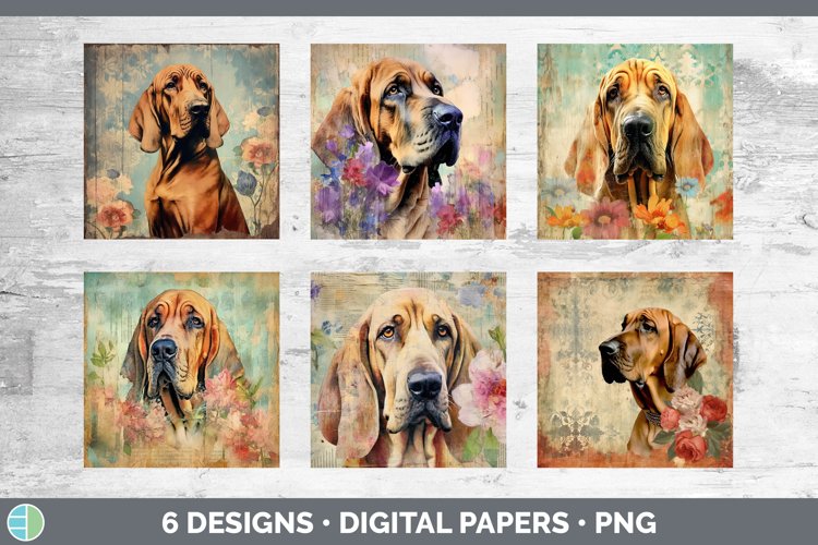 Vintage Bloodhound Dog Paper Backgrounds | Digital Scrapbook