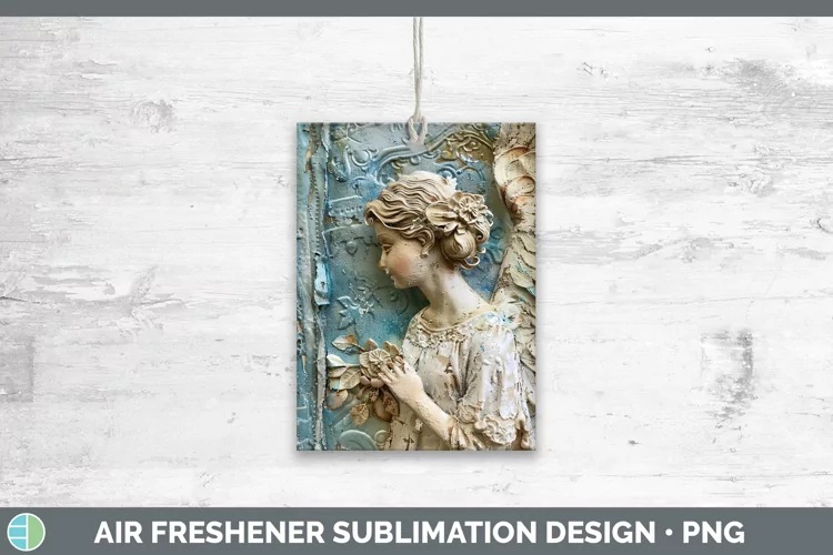 Vintage Blue Christmas Angel Air Freshener Sublimation Car F