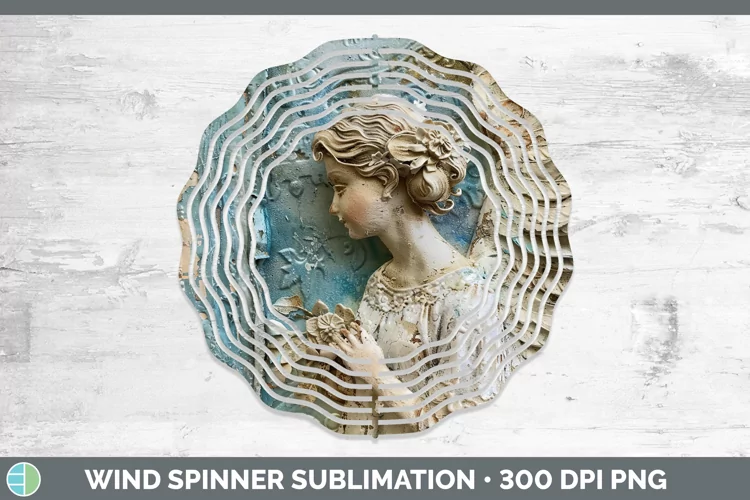 Vintage Blue Christmas Angel Wind Spinner Sublimation Spinne