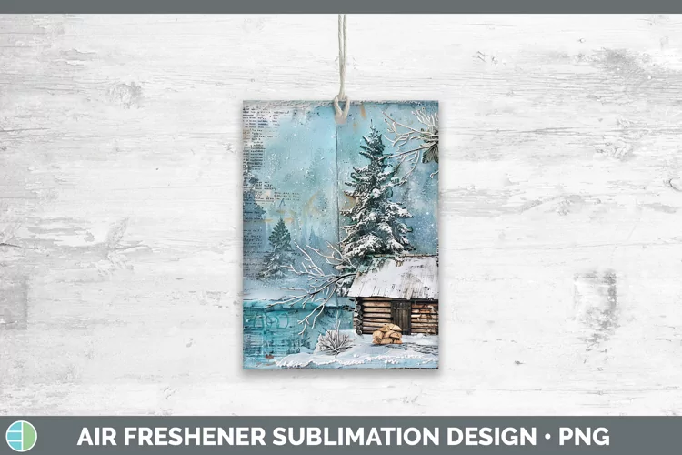 Vintage Blue Christmas Cabin Air Freshener Sublimation Car F