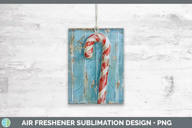 Vintage Blue Christmas Candy Cane Air Freshener Sublimation