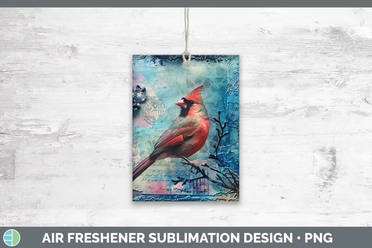 Vintage Blue Christmas Cardinal Air Freshener Sublimation Ca