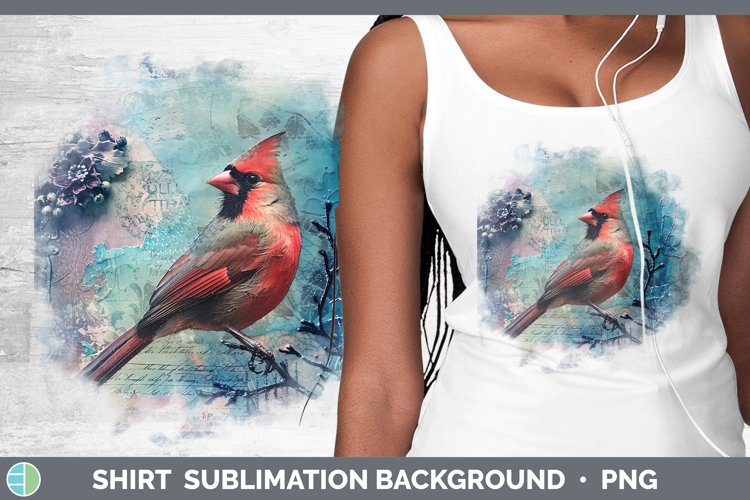 Vintage Blue Christmas Cardinal Shirt Sublimation Sublimatio