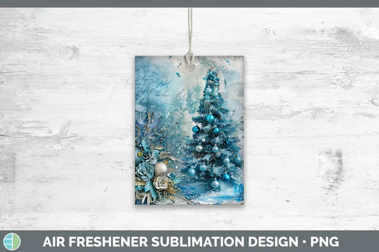 Vintage Blue Christmas Tree Air Freshener Sublimation C