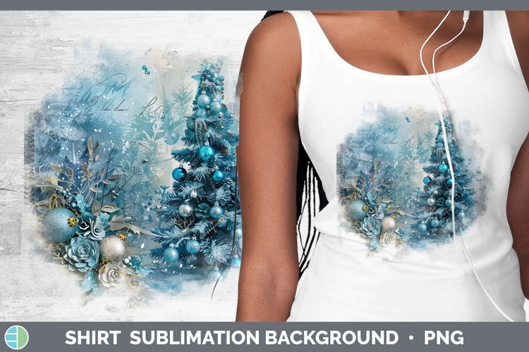 Vintage Blue Christmas Tree Shirt Sublimation Sublimati