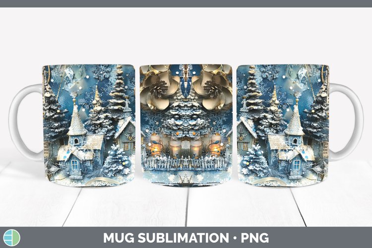 GorgeousVintage Blue Christmas Mug Wrap design.