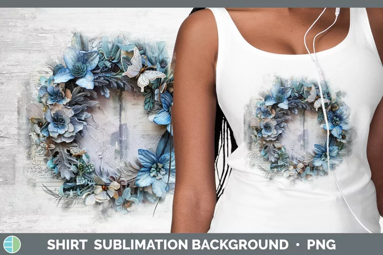 Vintage Blue Christmas Wreath Shirt Sublimation Sublima