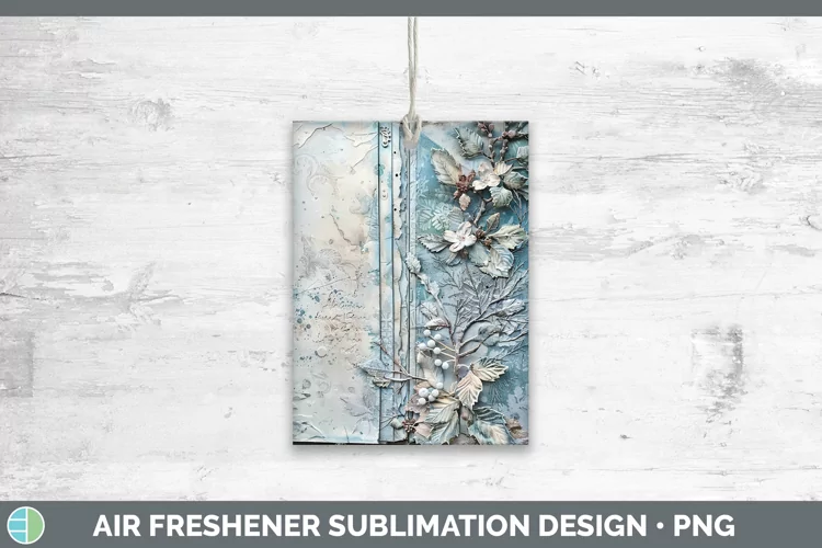 Vintage Blue Christmas Holly Air Freshener Sublimation Car F