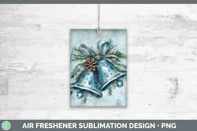 Vintage Blue Christmas Jingle Bells Air Freshener Sublimatio