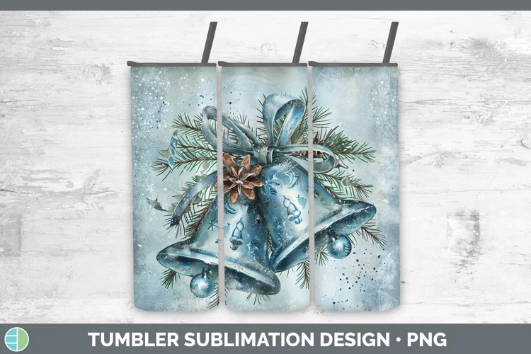 Vintage Blue Christmas Jingle Bells Tumbler Sublimation 20 o