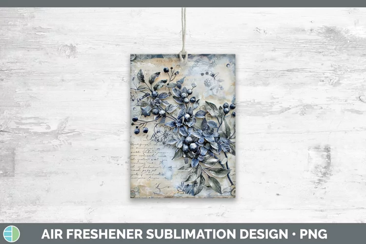 Vintage Blue Christmas Mistletoe Air Freshener Sublimation C
