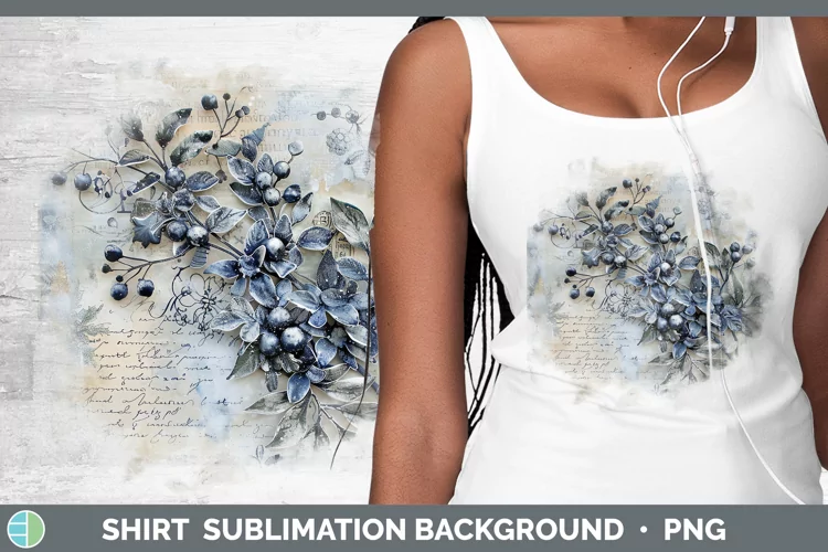 Vintage Blue Christmas Mistletoe Shirt Sublimation Sublimati