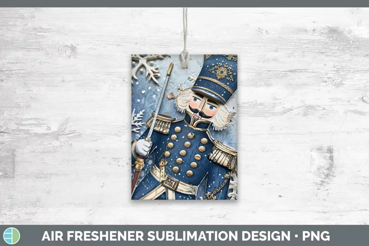 Vintage Blue Christmas Nutcracker Air Freshener Sublimation