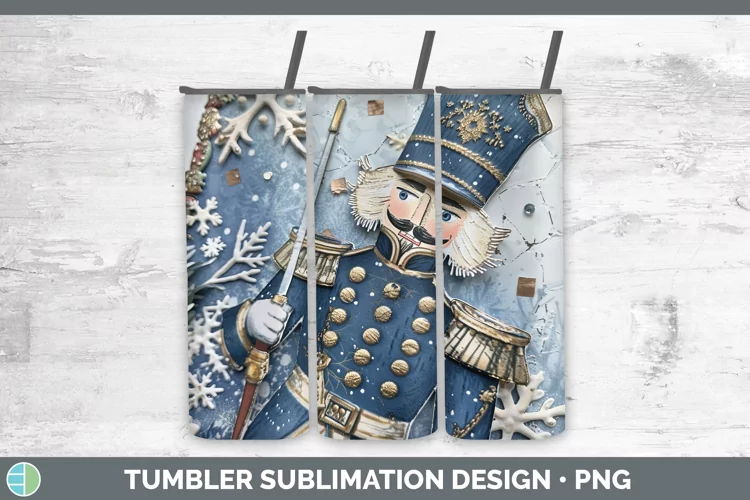 Vintage Blue Christmas Nutcracker Tumbler Sublimation 20 oz