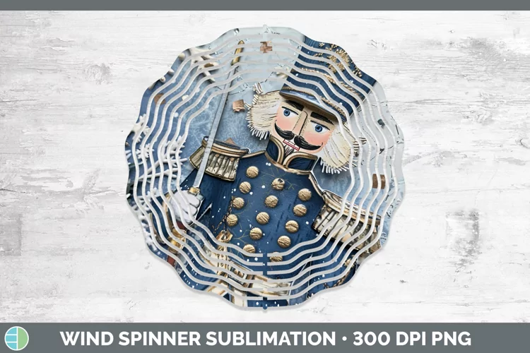 Vintage Blue Christmas Nutcracker Wind Spinner Sublimation S