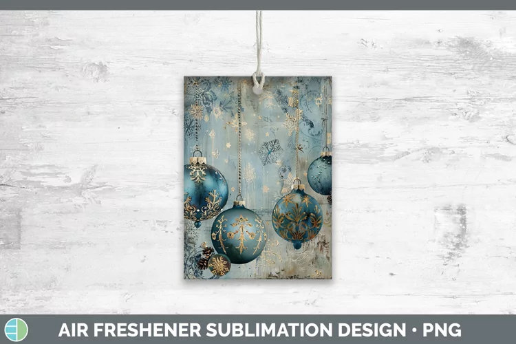 Vintage Blue Christmas Ornaments Air Freshener Sublimation C