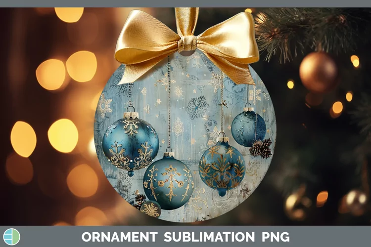 Vintage Blue Christmas Ornaments Ornament Sublimation Bauble