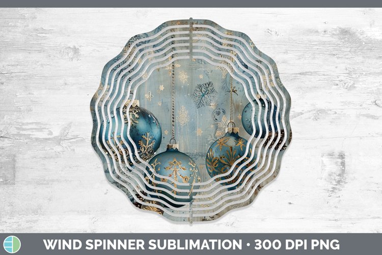 Vintage Blue Christmas Ornaments Wind Spinner Sublimation Sp