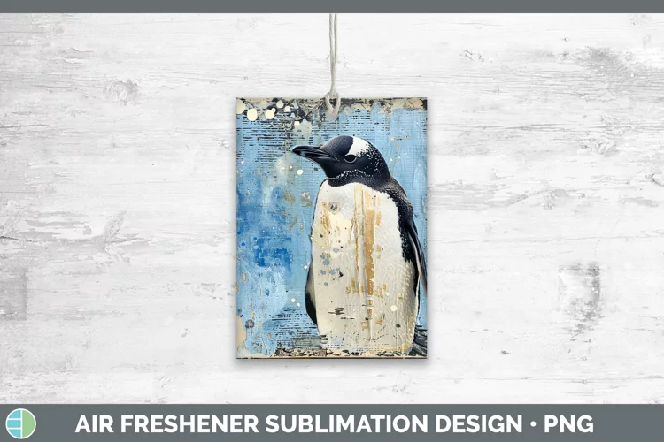 Vintage Blue Christmas Penguin Air Freshener Sublimation Car